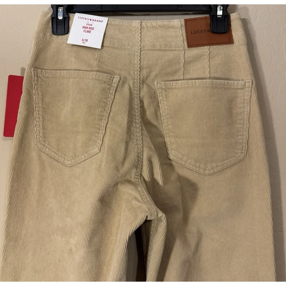 Lucky Brand Corduroy Pants Women 6/28 Ankle Stevie High Rise Flare Boho‎ NEW